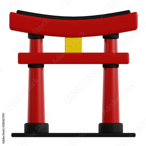 japanese tori gate 3d icon