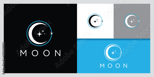 Moon logo modern and star logo design icon vector