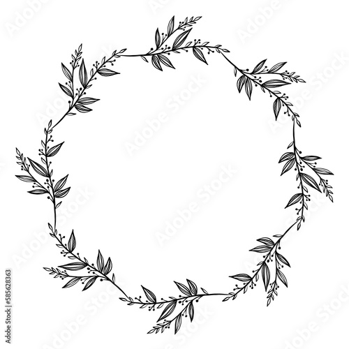 Fototapeta Naklejka Na Ścianę i Meble -  Hand drawn floral wreath illustration
