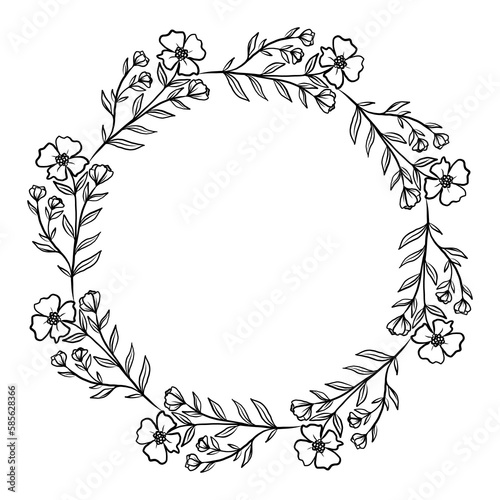 Hand drawn floral wreath illustration