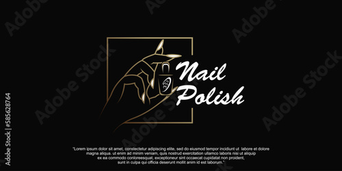 Vector female manicure logo fingers and nails symbol Premium Vector