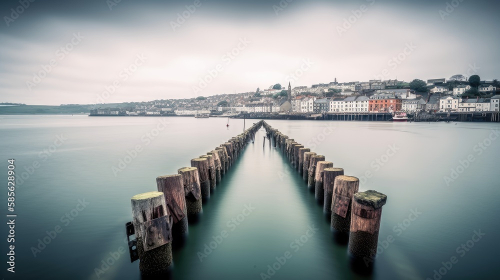 Fototapeta premium Harbor of Cobh. Incredible and breathtaking Ireland. Generative AI