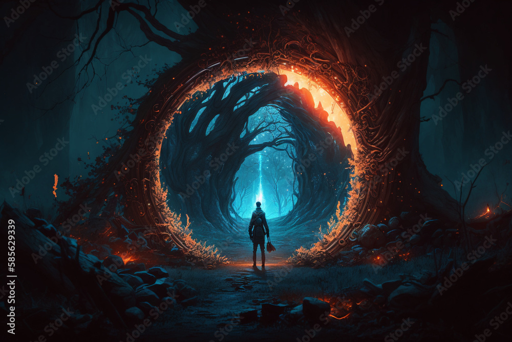 Obraz premium magic portal game scene, generative ai