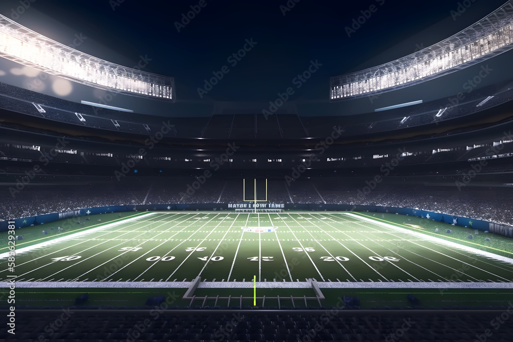 The stadium at night with bright lights, generative AI The stadium at night with bright lights, generative AI