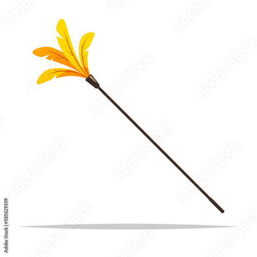 Cat feather wand toy vector isolated illustration