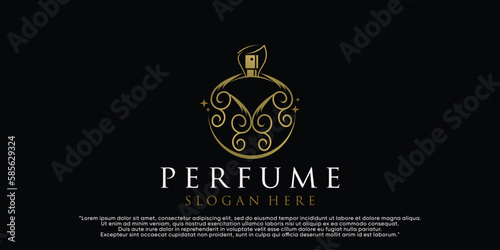 Vector minimalist simple bottle perfume logo with design unique Premium Vector