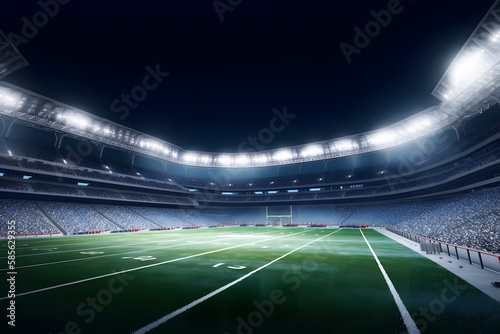 The stadium at night with bright lights, generative AI © Anirut