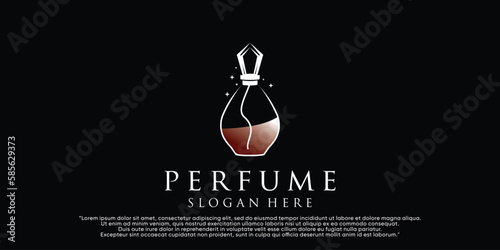 Vector minimalist simple bottle perfume logo with design unique Premium Vector