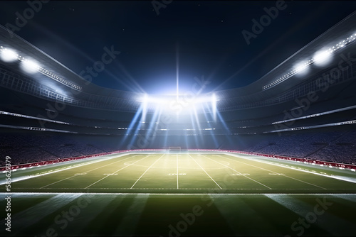 The stadium at night with bright lights, generative AI
