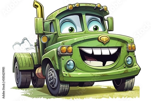 happy green truck. Generative AI