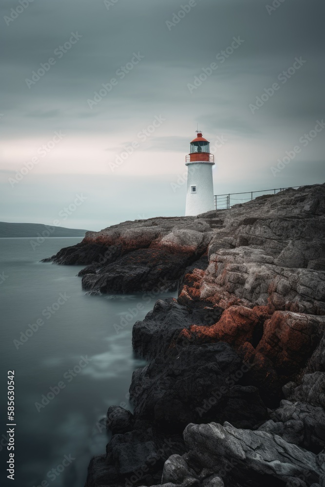 Rathlin Island Lighthouse. Incredible and breathtaking Ireland. Generative AI