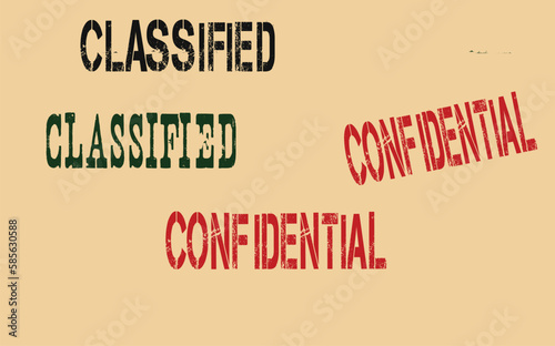 Private, Confidential, Classified, Top Secret grunge rubber stamps