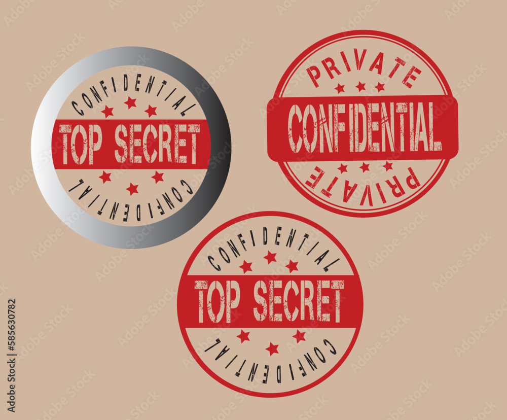 Top secret grunge rubber stamp, Confidential grunge stamp