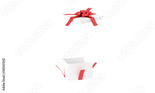 PNG Open Christmas gift box for product advertisement on red or pink background, 3d rendering illustration. Holiday banner, web poster, flyer, stylish brochure, greeting card, Xmas background