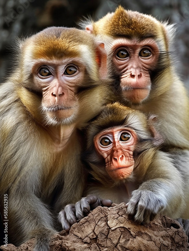Monkey family, mother with her babies © Studiohood