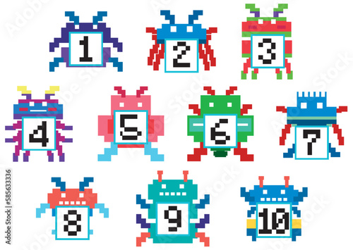 Set of pixel game monster characters © blueringmedia