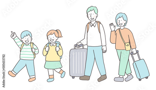旅行を楽しむ家族