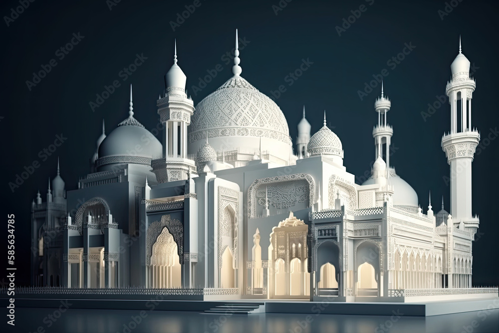 amazing architecture design of muslim mosque ramadan, generative AI
