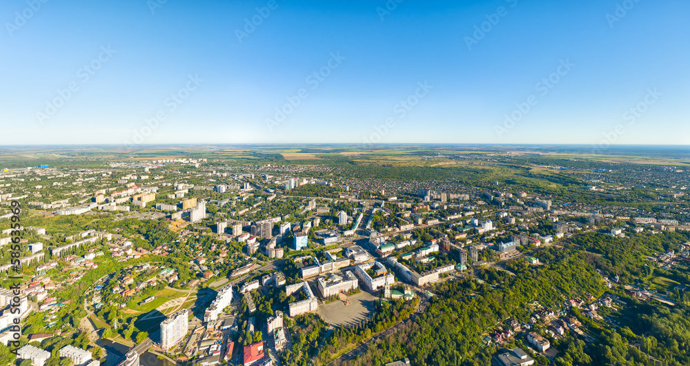 Lipetsk, Russia. City view in summer. Sunny day. Aerial view