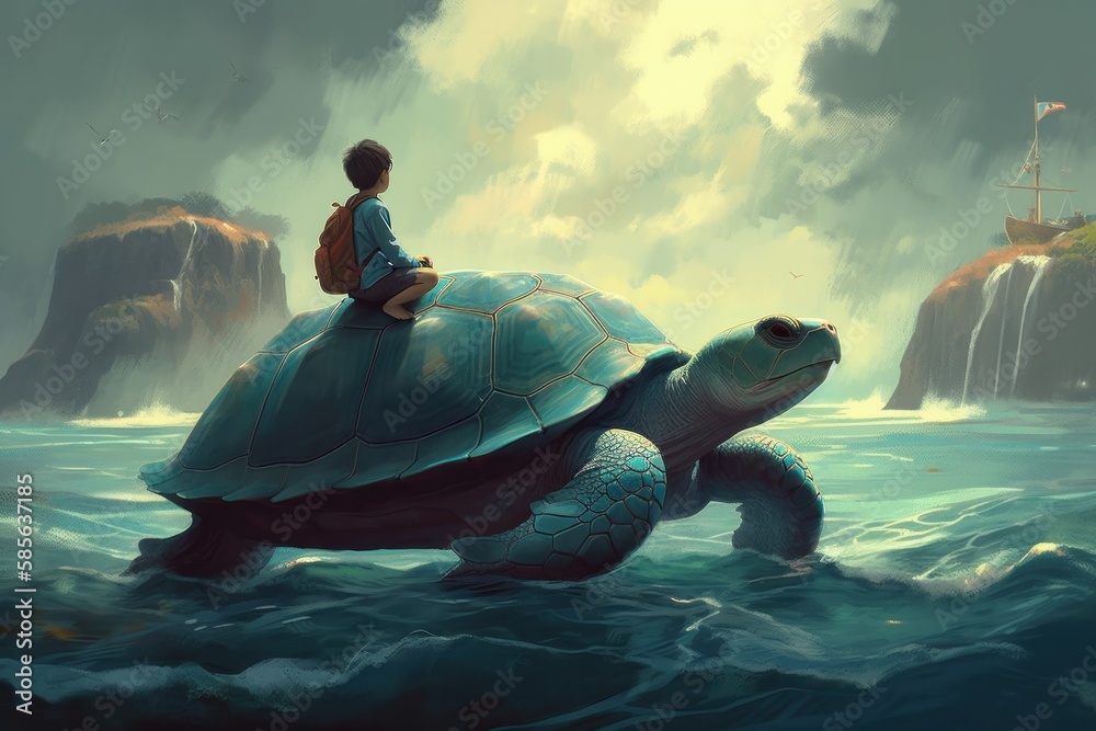 Exploring the Wonders of the Ocean: A Boy's Adventure on the Back of a ...