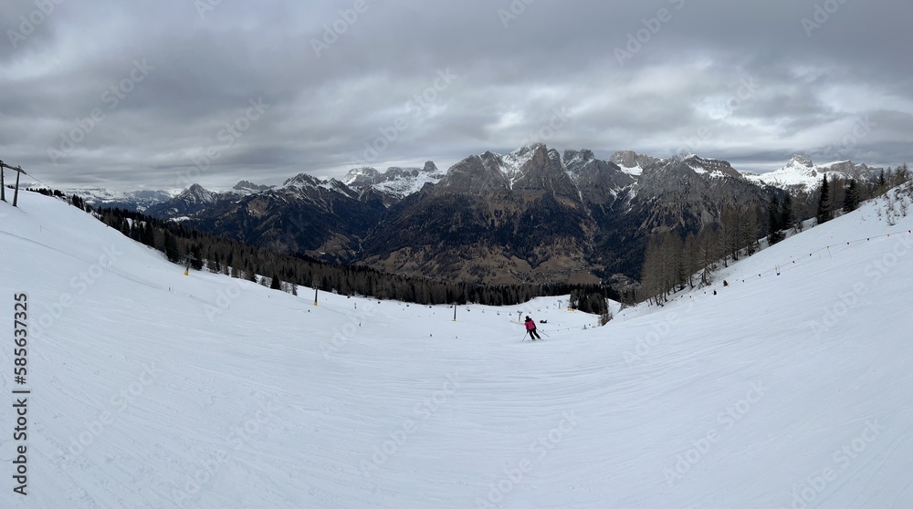 Naklejka premium Cortina Marmolada Ski Slopes Dolomiti Italian Alps