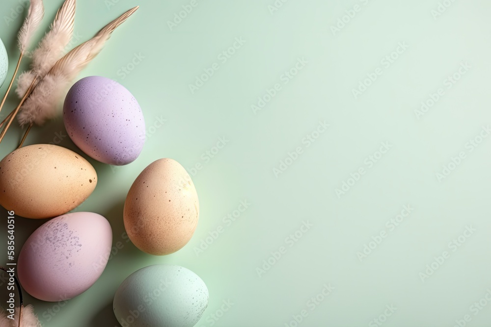 easter eggs pastel background, ai generated