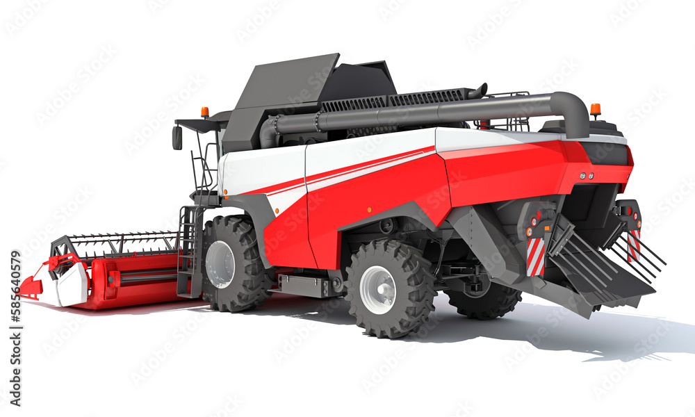 Farm Combine Harvester 3D rendering on white background