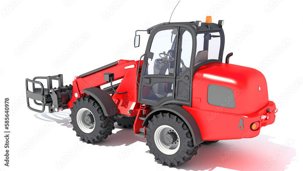 Telescopic Wheel Loader 3D rendering on white background Telescopic Wheel Loader 3D rendering on white background