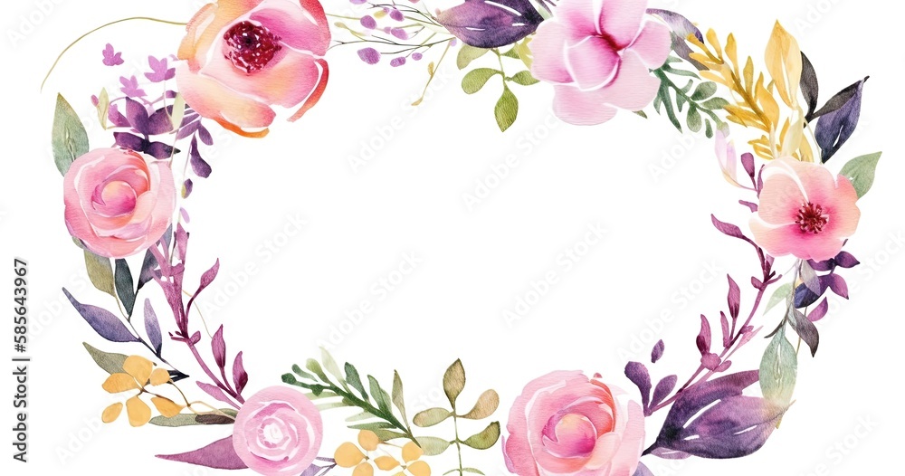 Un fond de cadre floral aquarelle coloré. Idéal pour la publicité de produits avec espace de copie.