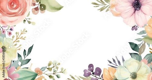 Un fond de cadre floral aquarelle coloré. Idéal pour la publicité de produits avec espace de copie.