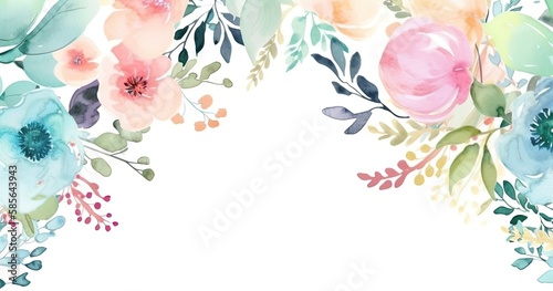 Un fond de cadre floral aquarelle coloré. Idéal pour la publicité de produits avec espace de copie.