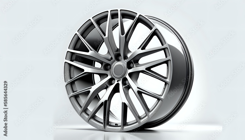 A car wheel from a sports car on a white background