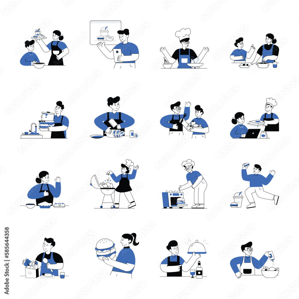 Flat Illustrations Pack of Chefs
Flat Illustrations Pack of Chefs