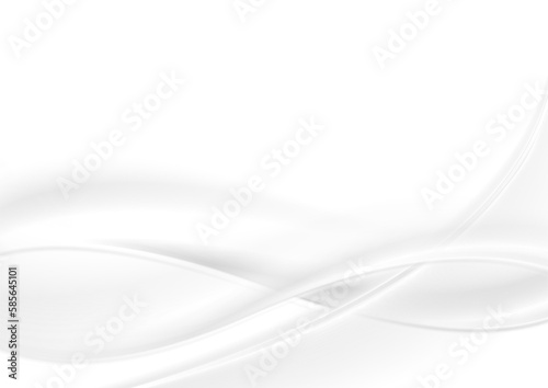 Abstract white grey blurred waves background. Monochrome smooth vector design