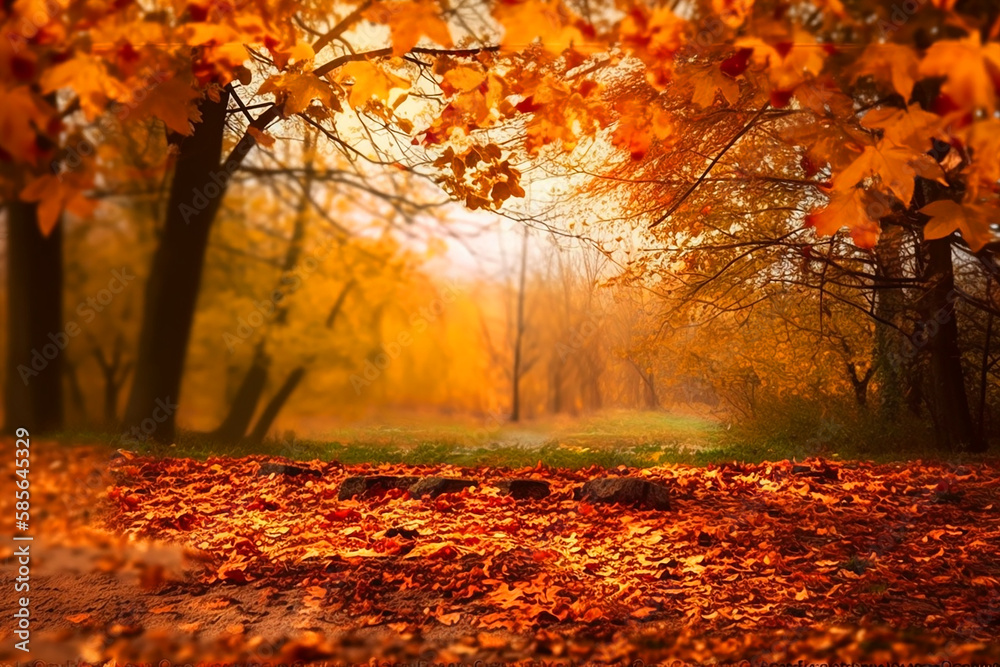 Beautiful autumn landscape. Generative AI	