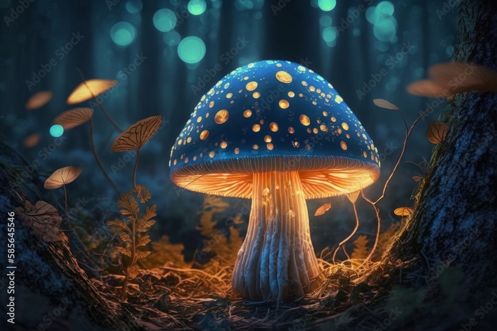 Fototapeta premium Magic mushroom, generative ai