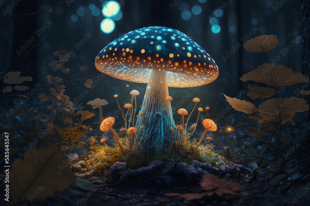 Fototapeta premium Magic mushroom, generative ai