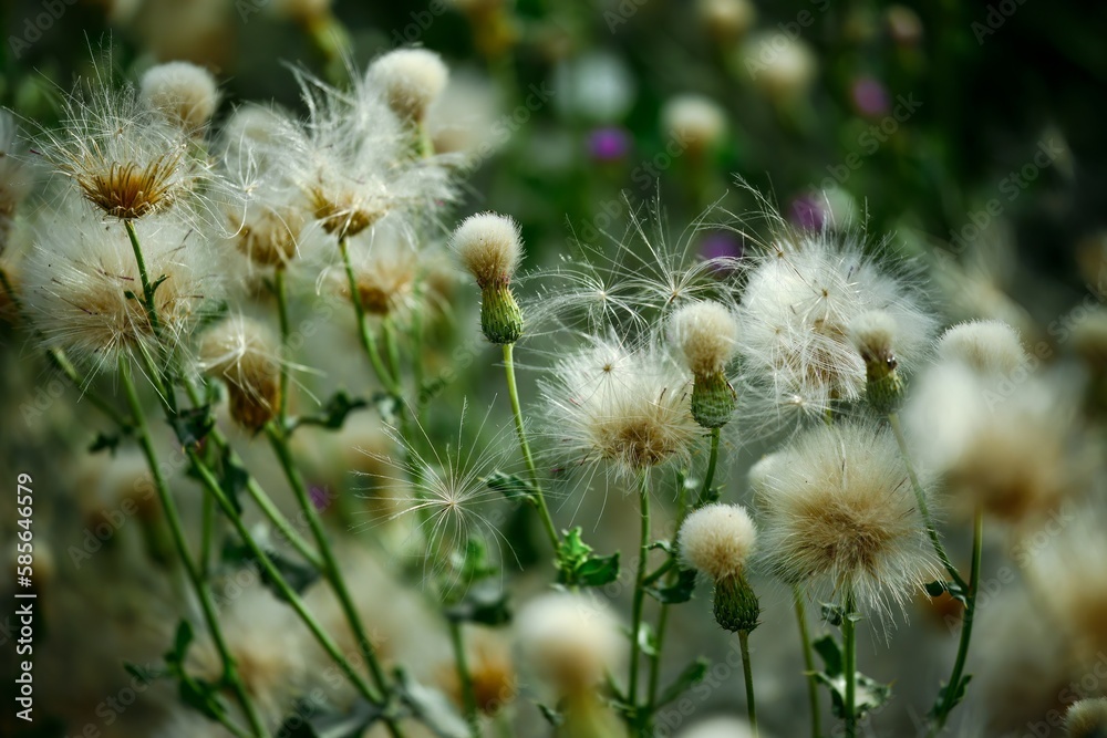 Lush bull thistle swaying in the wind along the river in Kashgar, Xinjiang Lush bull thistle swaying in the wind along the river in Kashgar, Xinjiang