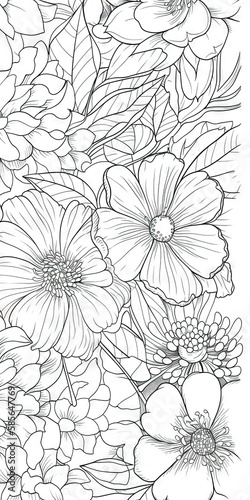 Page de livre de coloriage d art en ligne  floral  fond blanc