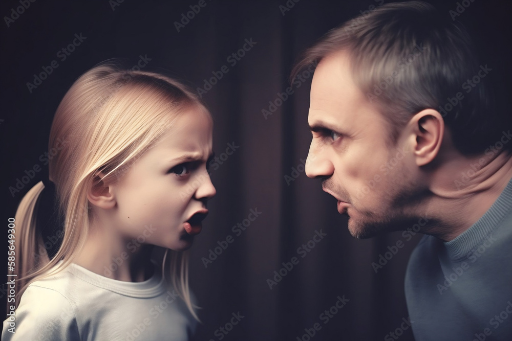 Child arguing with her Father, made with Generative AI Child arguing with her Father, made with Generative AI
