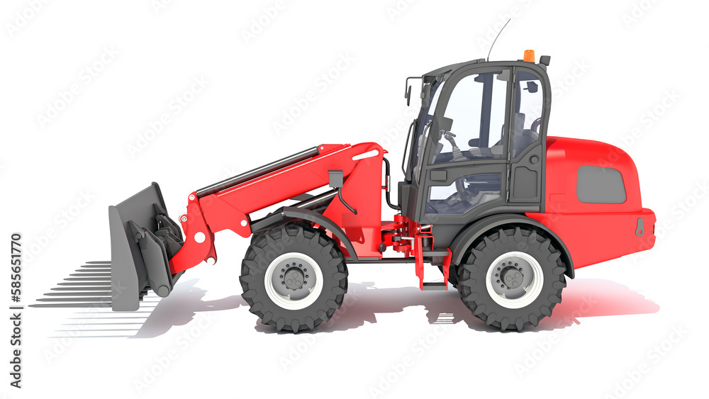 Telescopic Wheel Loader 3D rendering on white background Telescopic Wheel Loader 3D rendering on white background