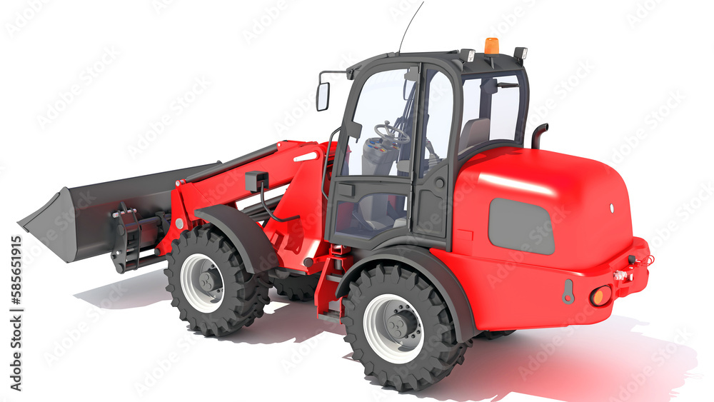 Telescopic Wheel Loader 3D rendering on white background