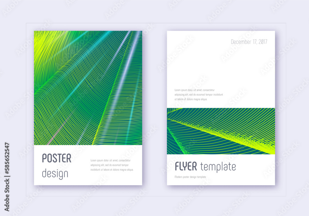 Fototapeta premium Minimalistic cover design template set. Green abst