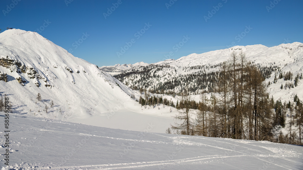 A beautiful winter landscape in the mountains