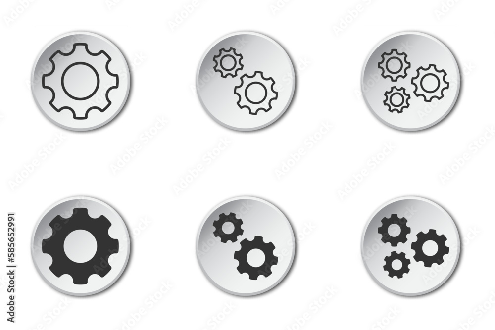 Gear icon set. Settings symbol. Flat vector illustration. Gear icon set. Settings symbol. Flat vector illustration.