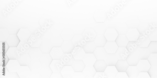 Hexagonal background with white hexagons, abstract futuristic geometric backdrop or wallpaper with copy space for text