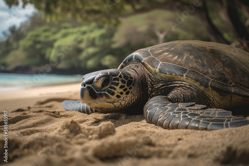 turtle on the beach, generative ai