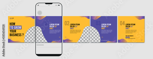 Set Of Instagram Carousel Post Template, Editable Instagram Carousel Post, Social Media Carousel Post For Business, Template eps 10.