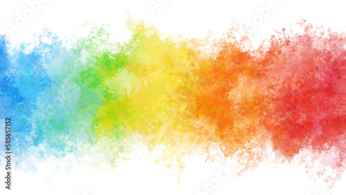 カラフルな水彩の筆の跡。飛沫、帯。