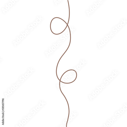 Watercolor brown rope string illustration isolated on transparent background.